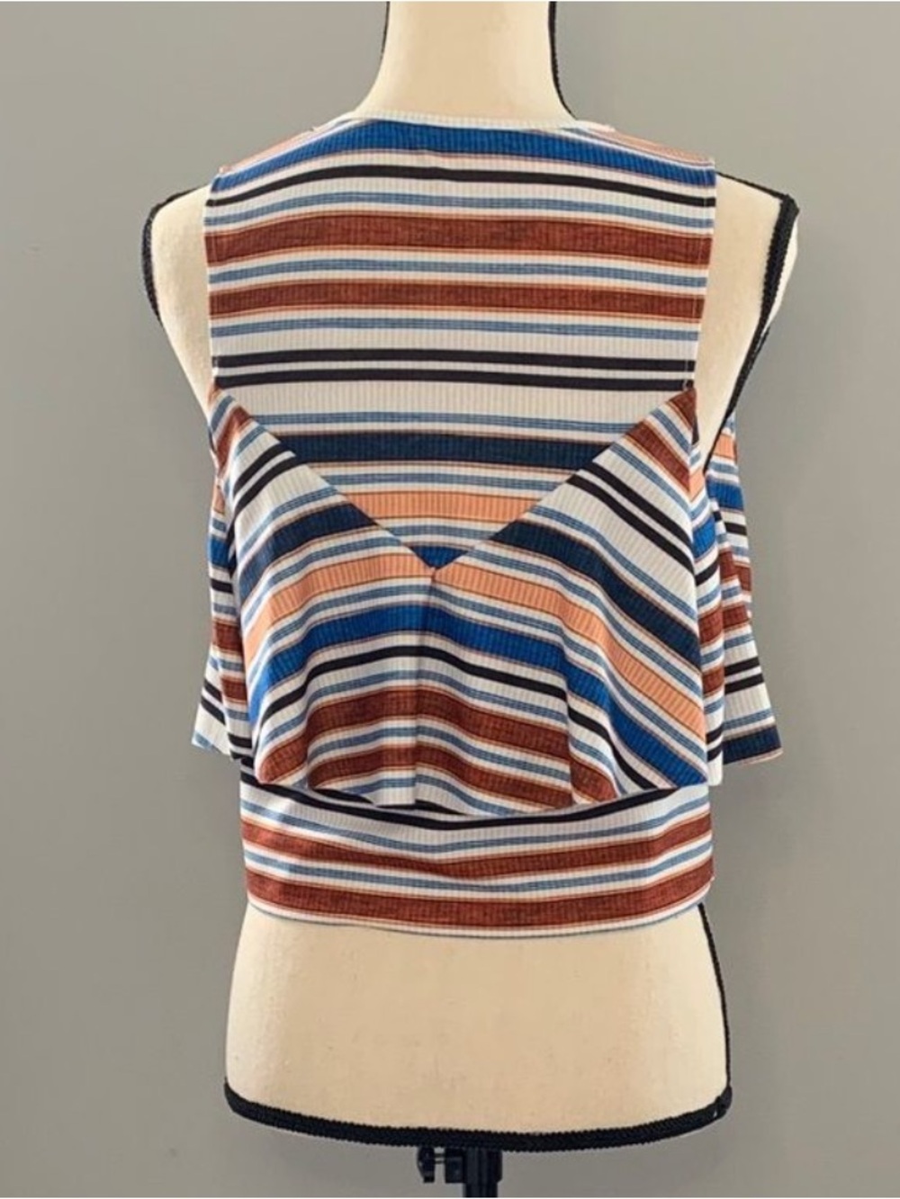Zara RARE | B | W Collection Striped Ruffle Tank Top Drape Front - Picture 10 of 11